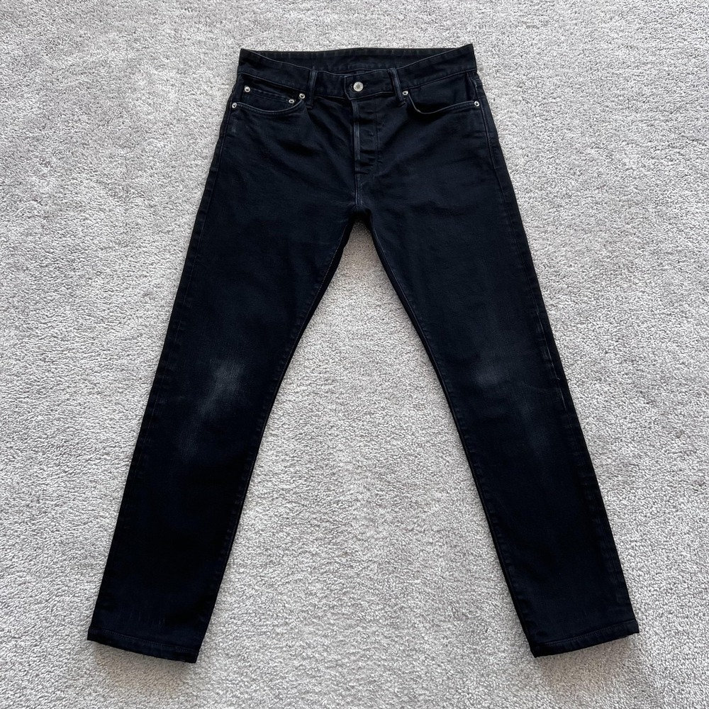 Buck Mason Maverick Slim‎ Jeans Mens 33x29 Black Stretch Denim Button Fly USA